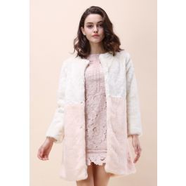 Contrast Allure Faux Fur Coat in Pink | Chicwish