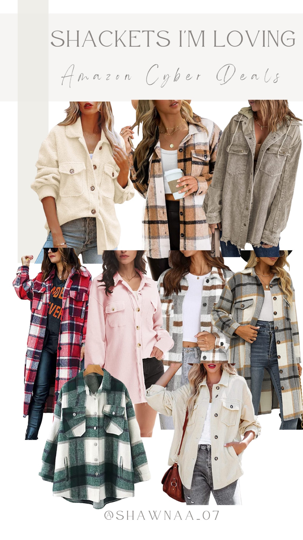 Shackets on Amazon Cyber Deals! 

All on sale under $50 & available on Prime

Shacket, Amazon, Cyber Deals, Gifts for Her, Christmas Gift, Gift Guide, Fashion for her, winter fashion 

#LTKsalealert #LTKCyberweek #LTKGiftGuide