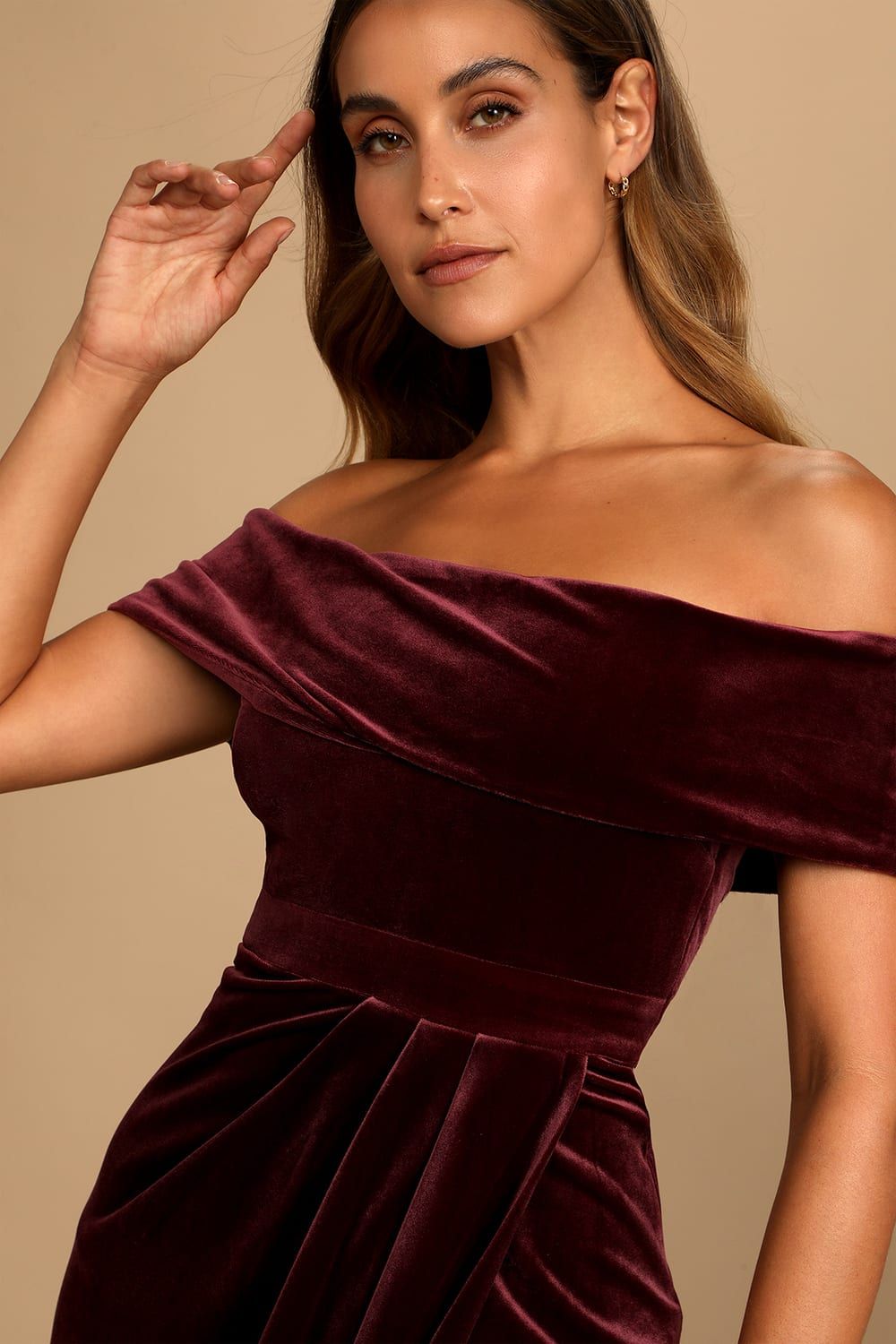 I'm Enchanted Burgundy Velvet Off-the-Shoulder Maxi Dress | Lulus (US)