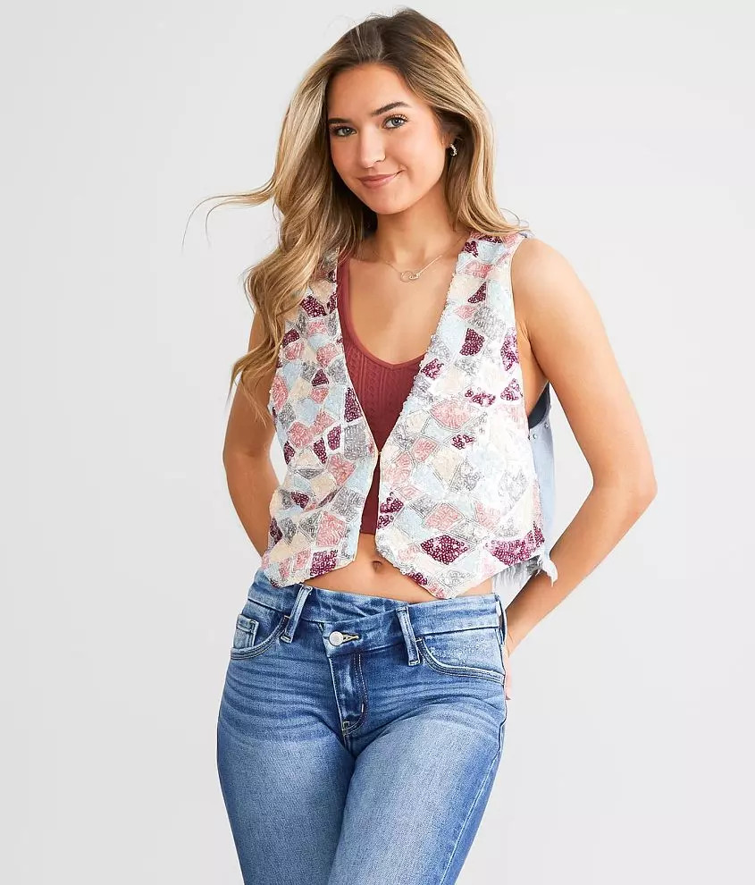 Denim Sequin Vest | Buckle