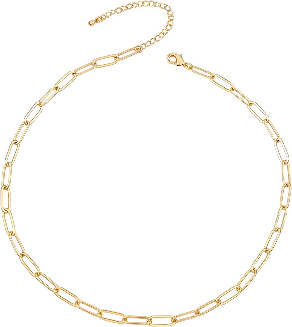 18k Gold Plated Satellite Chain Gold Snake Chain Necklace Gold Paperclip Chain Necklace Cuban Link N | Amazon (US)