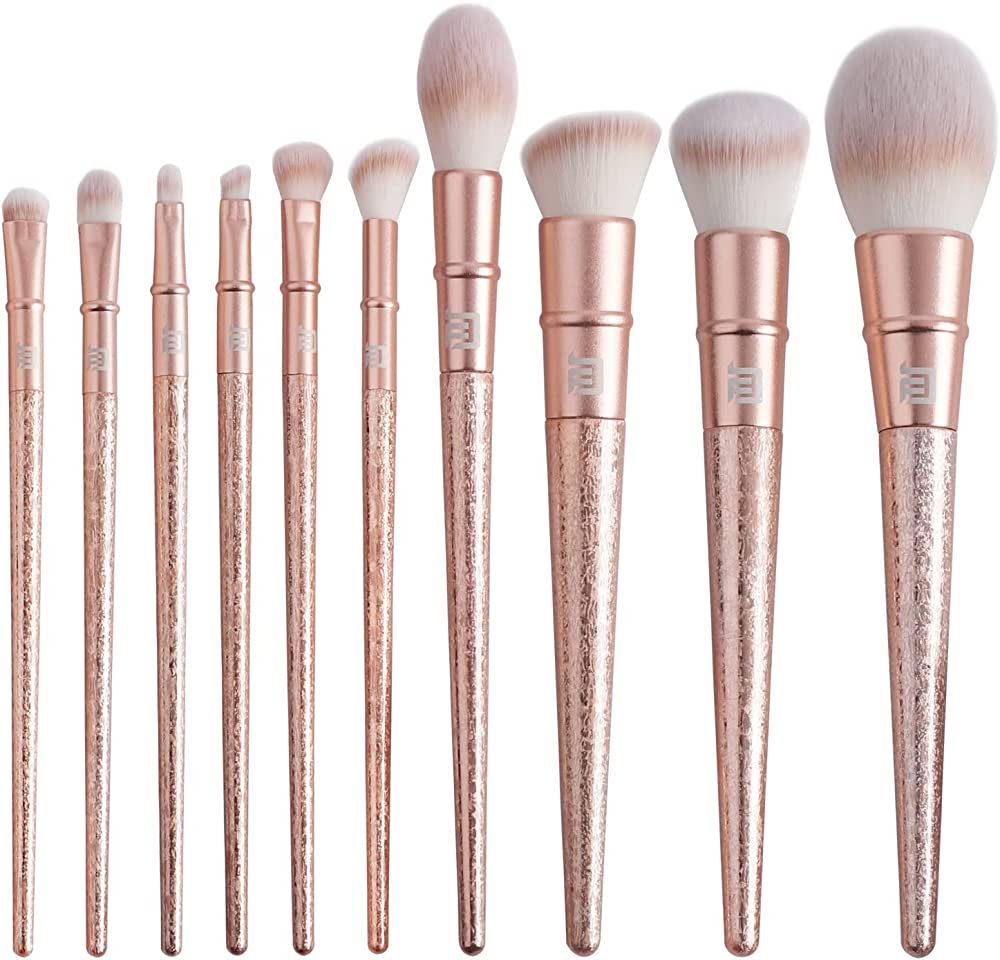 BeautyFactor Makeup Brushes 10Pcs Makeup Brush Set Rose Gold Cosmetics Brushes Premium Synthetic ... | Amazon (US)