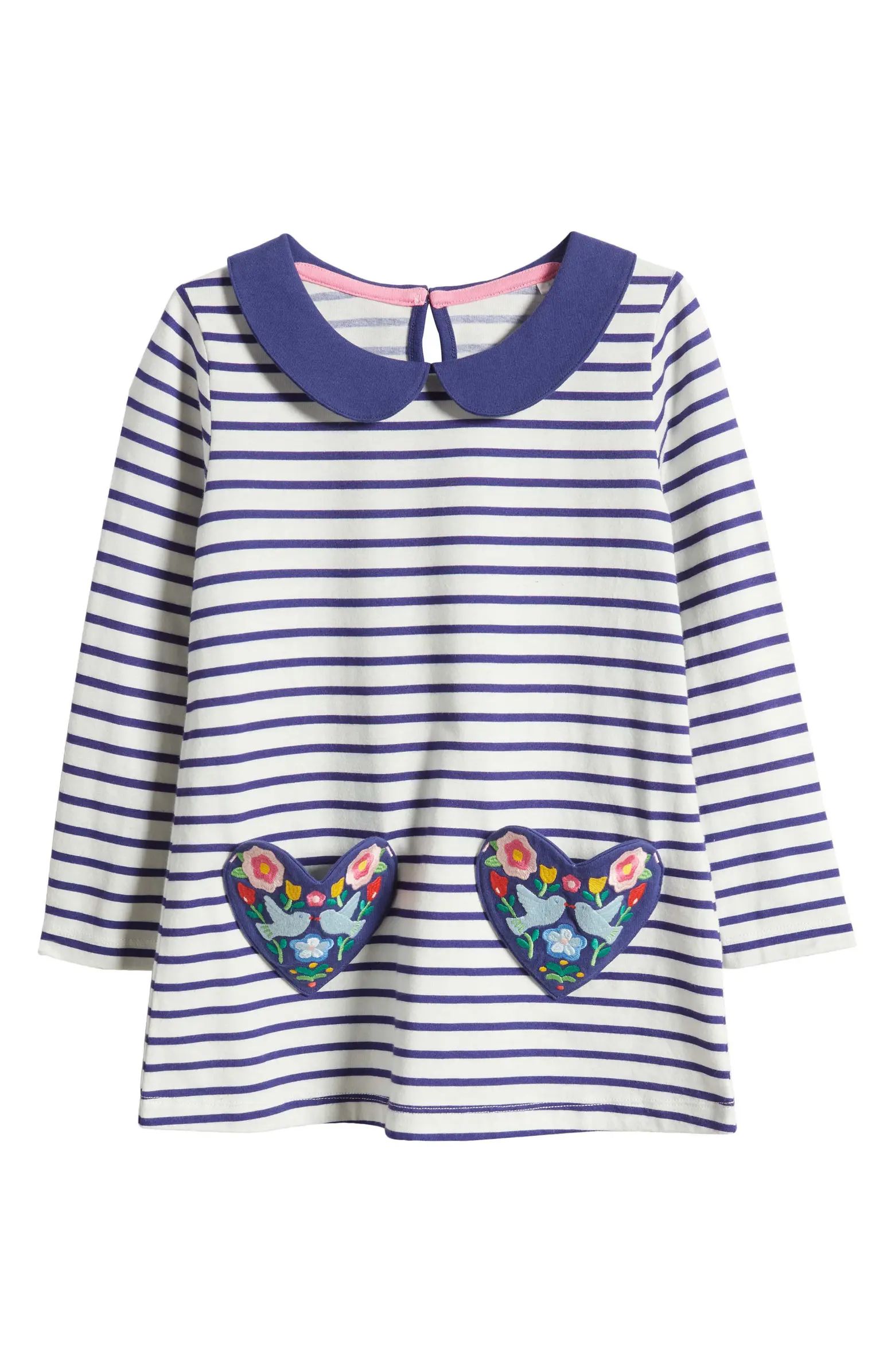 Kids' Stripe Embroidered Cotton Tunic Top | Nordstrom