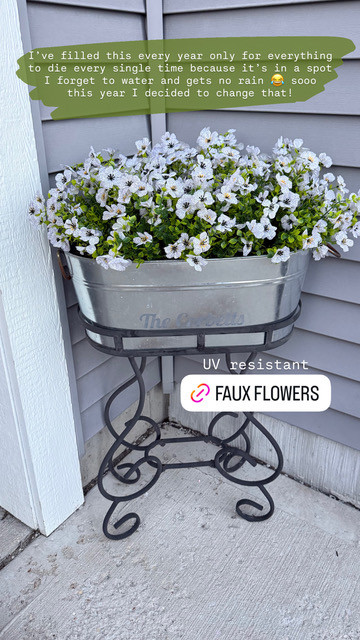 Artificial flowers that are UV resistant and look real! I would always forget to water this area and this hack is genius! 

 #LTKmomlife #LTKSeasonal #LTKHome