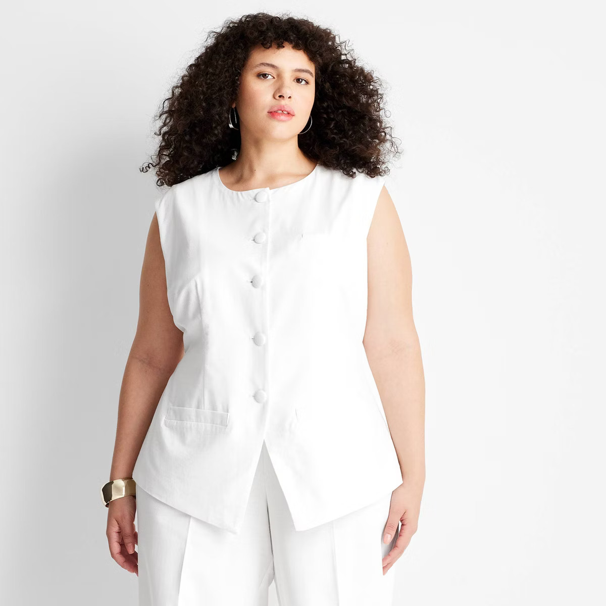 Women's Sleeveless Button-Front Waistcoat - Future Collective™ with Jenee Naylor | Target