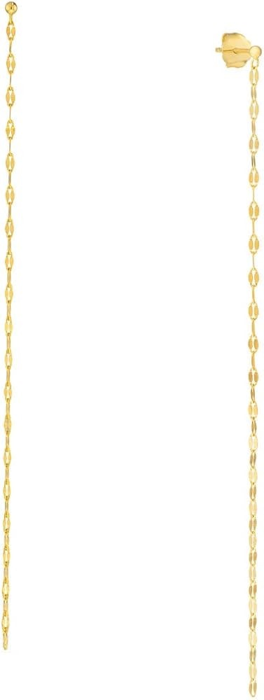 Hammered Forzentina Chain Shoulder Duster Earrings - 14K Yellow Gold - by Dazyle | Amazon (US)