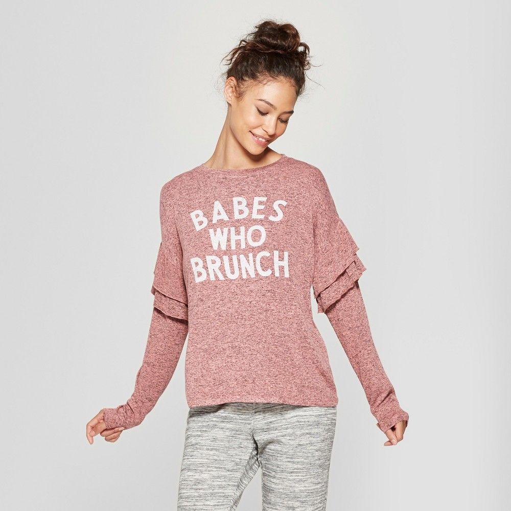 Women's Cozy Lounge Sleep Sweatshirt - Xhilaration Rose (Pink) XS | Target