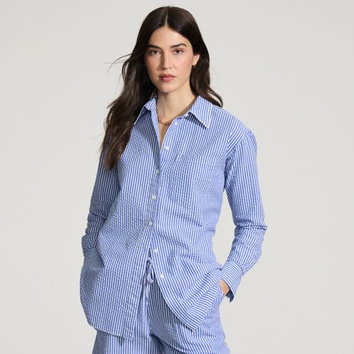 Women's Plus Size Oversized Seersucker Shirt - Lands' End - Red - 2X | Lands' End (US)
