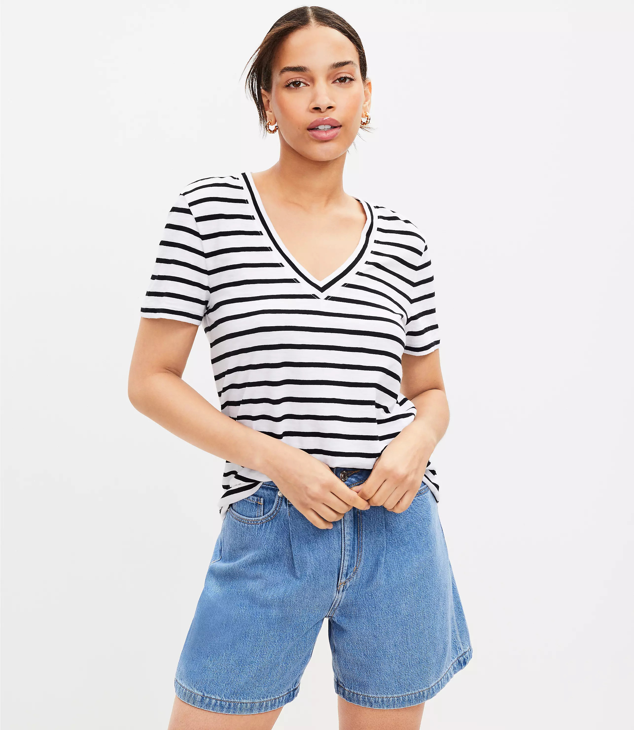 Striped Everyday V-Neck Tee | LOFT
