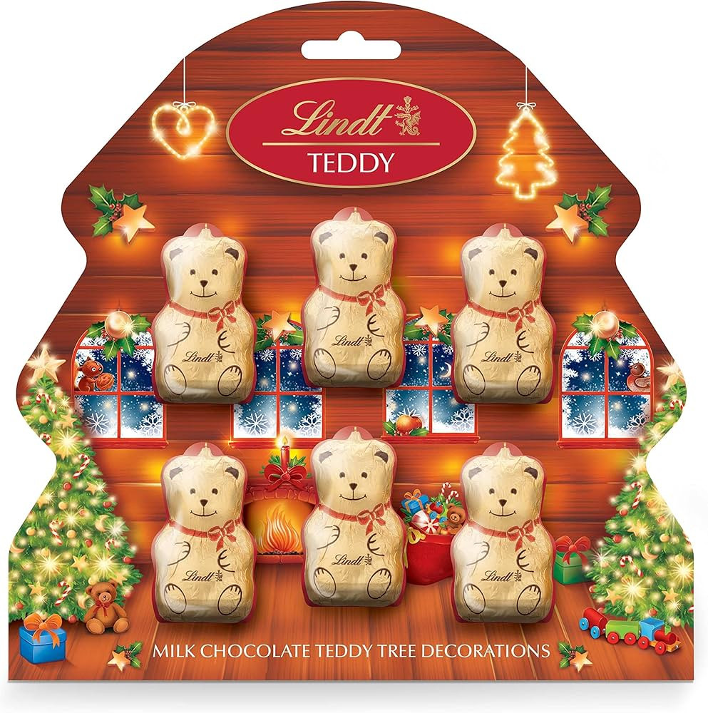 Lindt Teddy Gold Milk Chocolate Christmas Tree Decorations – 60g (6 Teddies) – 2025 Stocking ... | Amazon (UK)