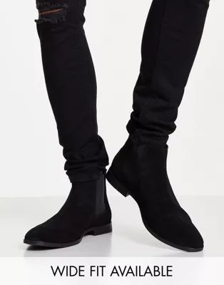 ASOS DESIGN chelsea boots in black suede with black sole | ASOS | ASOS (Global)