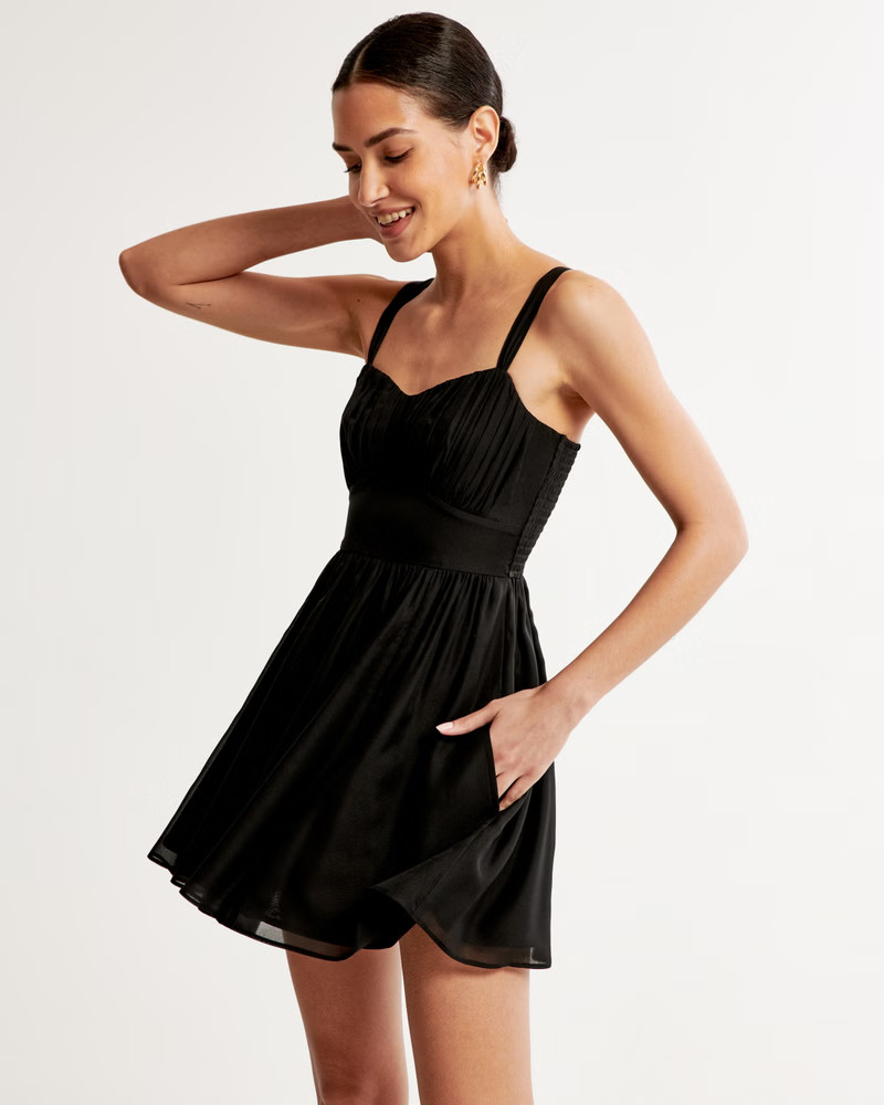 Ruched Chiffon Mini Dress | Abercrombie & Fitch (US)