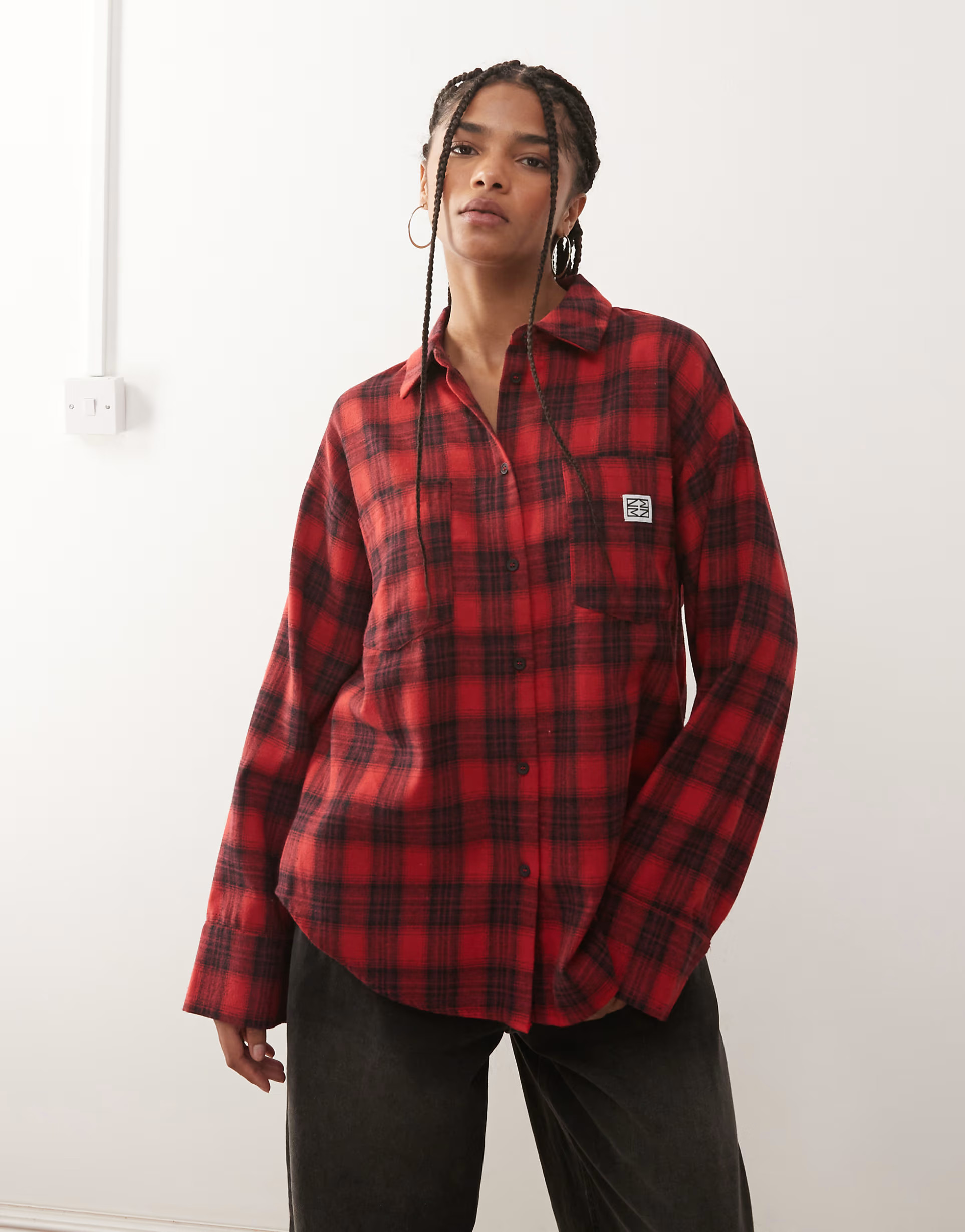 Noisy May - Oversized geruit overhemd in rood | ASOS (Global)