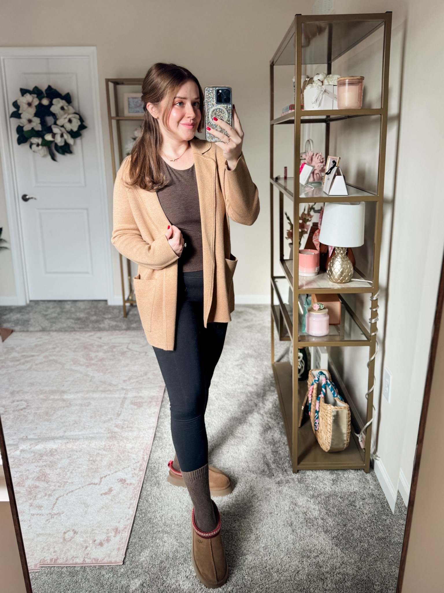 Somehow pairing this pleaser cardigan, and athletic top and leggings creates the perfect stay at her mom outfit. Three pieces that individually might not work but together because they’re all neutral colors complement each other wonderfully. Also would look so good as a travel look!

#LTKmomlife #LTKFindsUnder50 #LTKootd