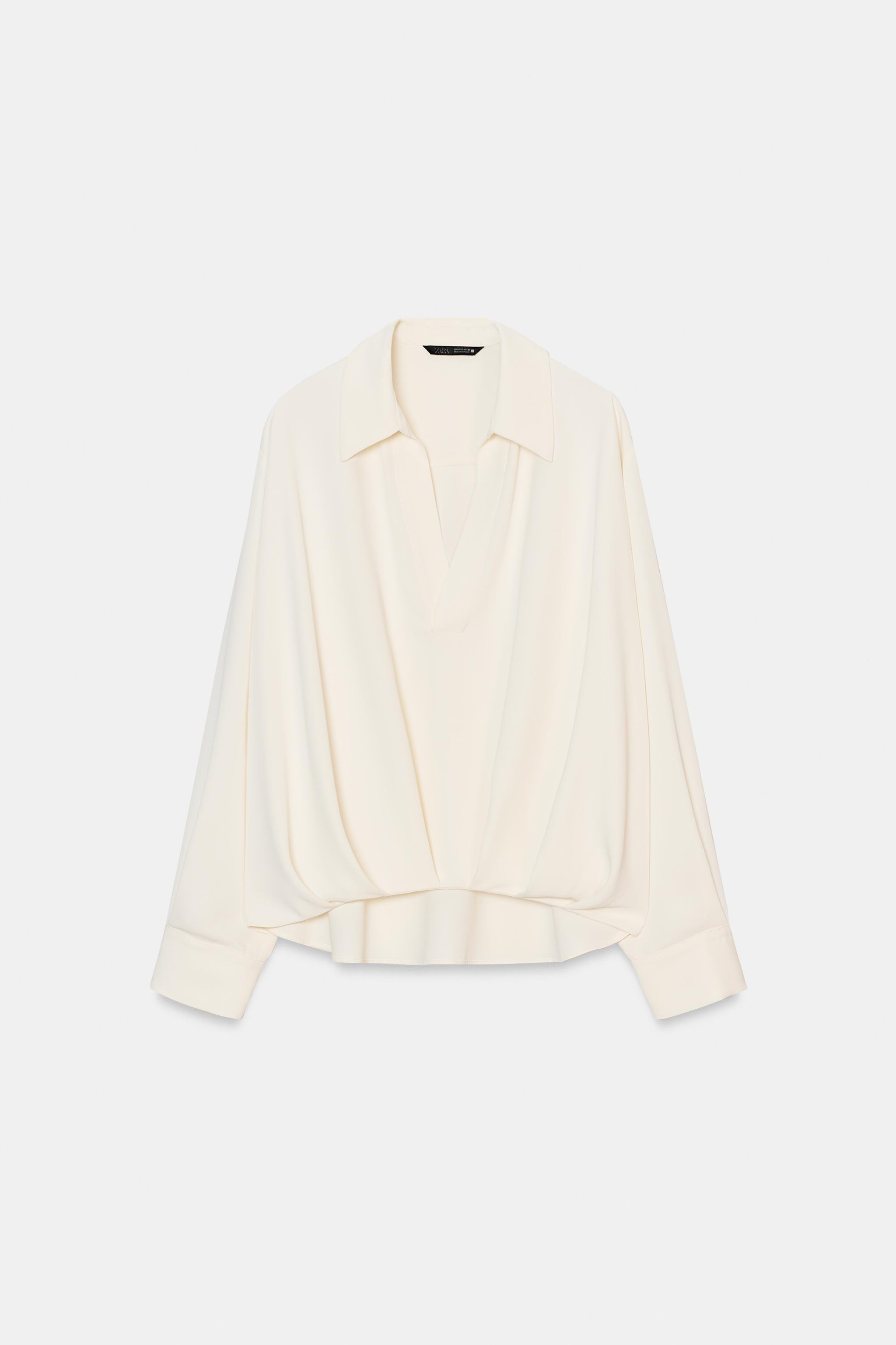 ASYMMETRIC PLEATED HEM SHIRT | Zara US