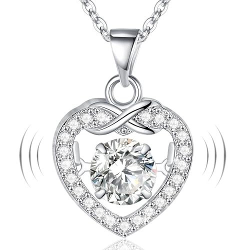 Fimewon Infinity Heart Dancing Moissanite Pendant Necklace for Women 18K White Gold Plated Birthd... | Amazon (US)