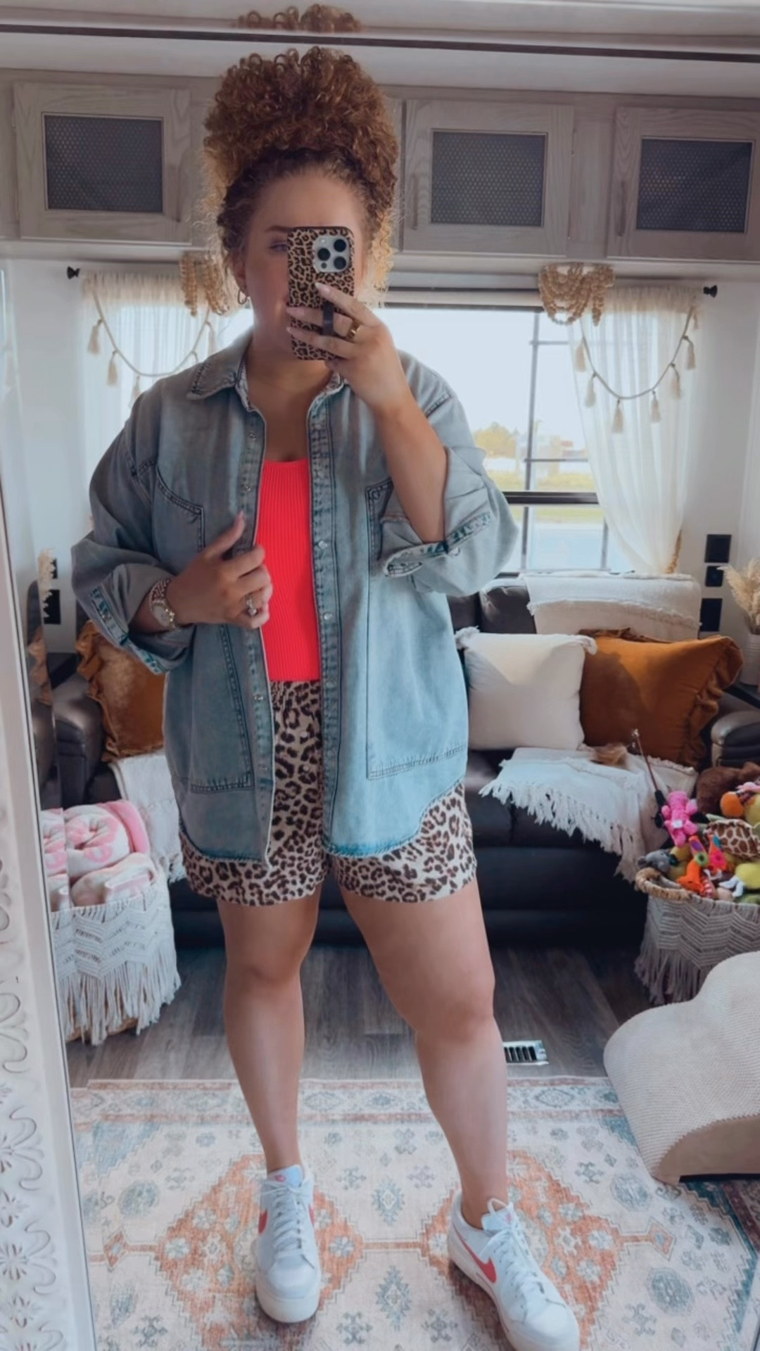 Casual spring vibes 🌸 Comfy, fun, and perfect for running errands, brunch, or weekend adventures. Love how this look is easy to throw together and still feels stylish🐆✨ casual spring outfit | spring outfit | spring fashion | weekend outfit | running errands outfit | brunch outfit | casual weekend outfit | comfy spring outfit | oversized denim jacket | denim shacket outfit | hot pink tank top | pink tank top outfit | leopard boxer shorts | camo shorts outfit | white nikes outfit | nikes outfit | amazon spring outfit | amazon fashion | casual spring style | spring layering outfit | spring casual look | spring weekend style | comfy weekend outfit | relaxed spring outfit | spring wardrobe

#LTKSaleAlert #LTKSpringSale #LTKootd