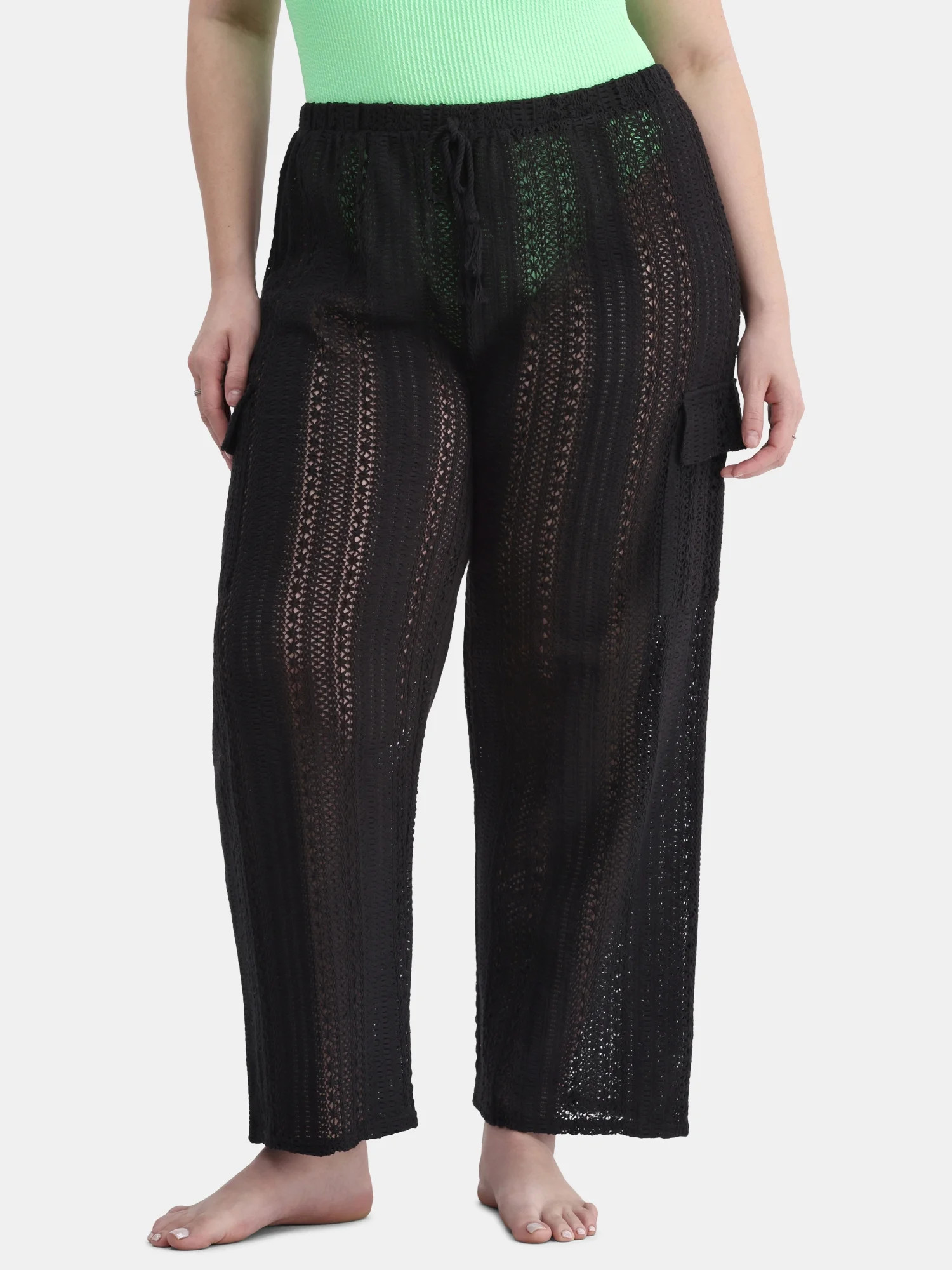 No Boundaries Women's Crochet Cargo Coverup Pants, Sizes XXS - XXL | Walmart (US)