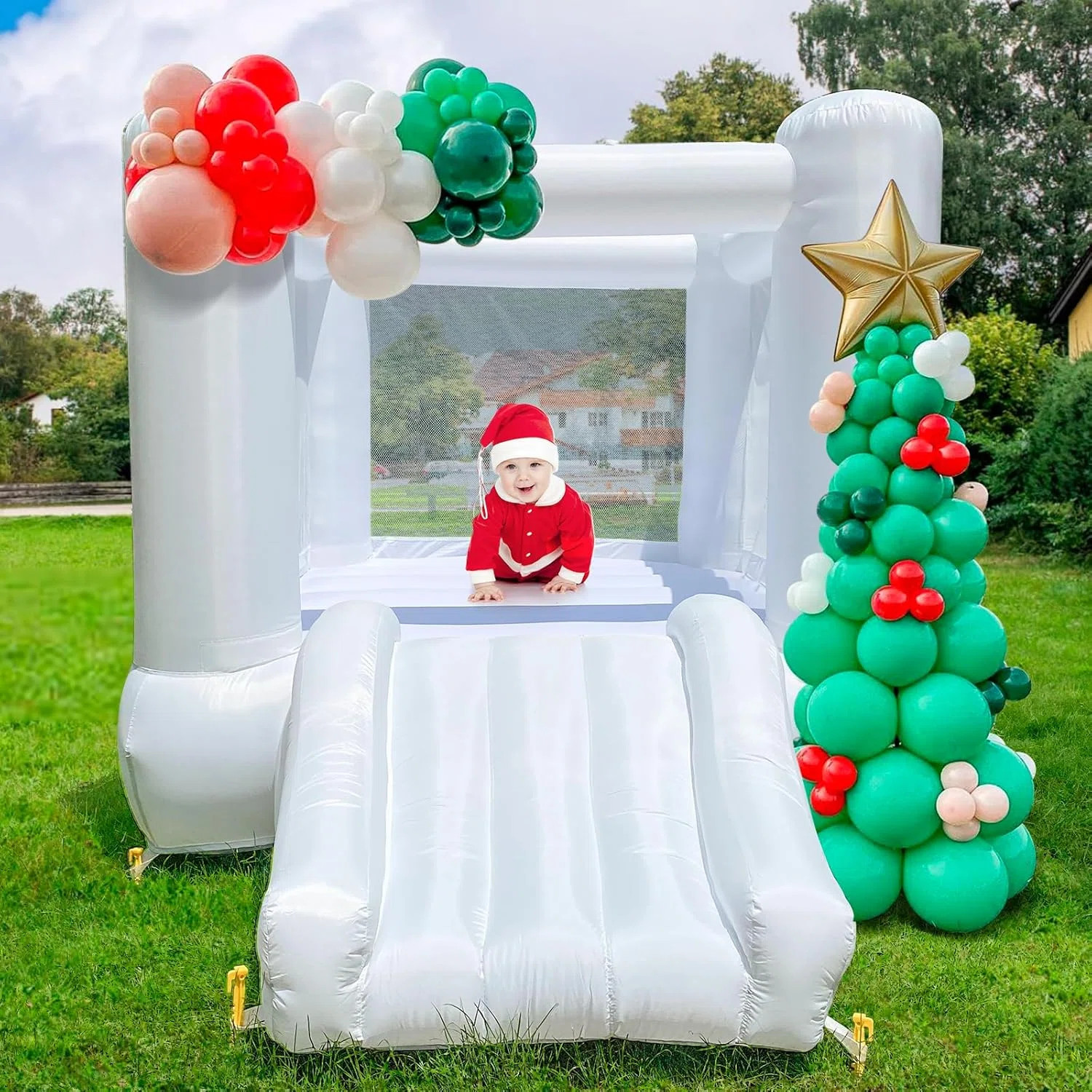 Mini White Bounce House Oxford With Slide For Kids/toddlers | Wayfair North America