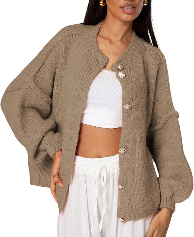SeekMe Womens Cardigan Sweaters Casual Lightweight Long Sleeve Button Up Knit Oversized 2024 Fall... | Amazon (US)