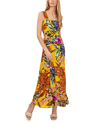 Women's Printed Tiered Smocked-Back Challis Maxi Dress | Macys (US)