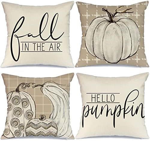 Amazon.com: GEEORY Fall Pillow Covers 18x18 Set of 4 for Fall Decor Buffalo Plaid Pumpkin Outdoor... | Amazon (US)