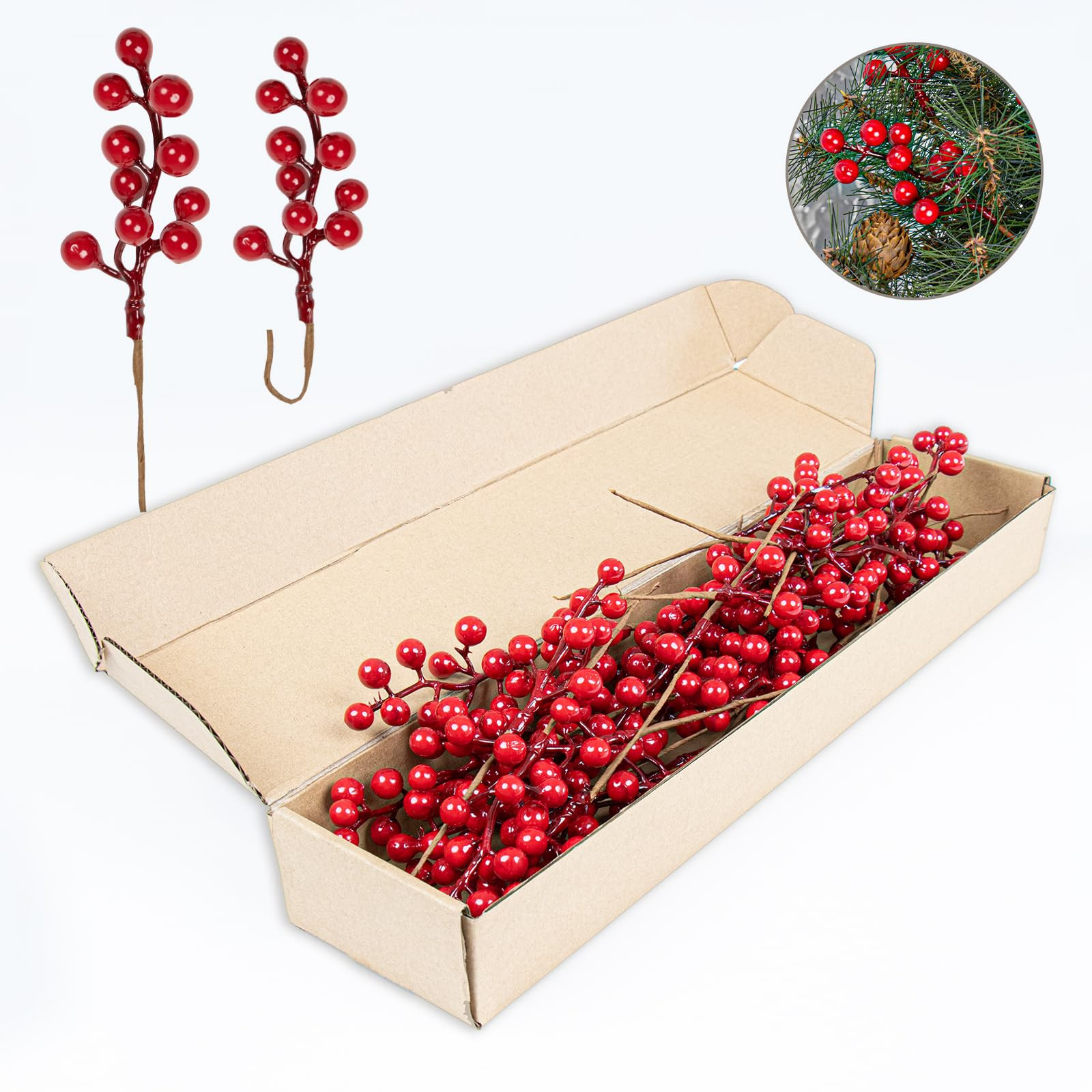 32 Pack Christmas Tree Decorations, Artificial Red Berry Stems 6.5 Inch Christmas Berry Picks wit... | Amazon (US)