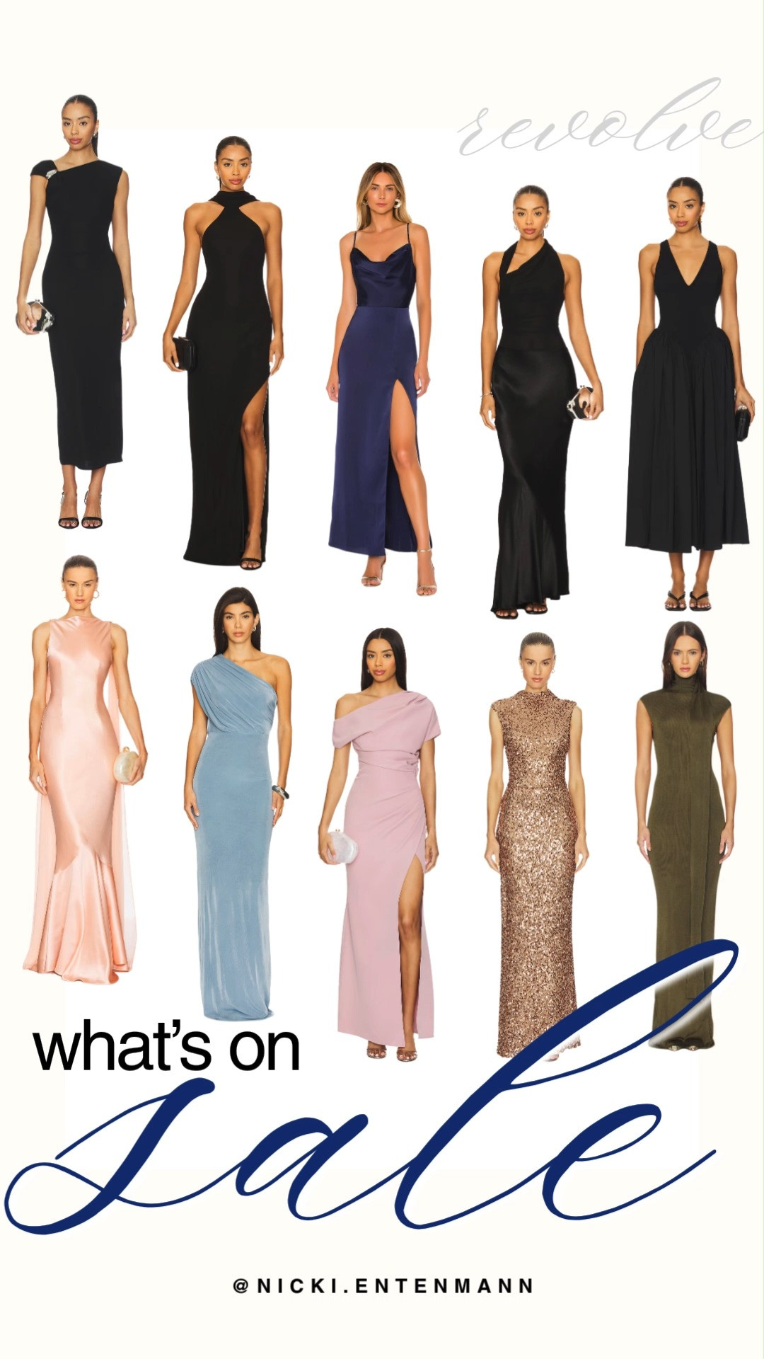Score incredible savings during Revolve's highly anticipated sale with up to 80% off gorgeous evening wear. This stunning collection features elegant formal options, from sleek black midi and maxi dresses with sophisticated high necklines or dramatic leg slits to beautifully draped gowns in satin navy, soft pink, light blue, and shimmering gold sequins. Find the perfect high-end piece to elevate your next special occasion or formal event for a fraction of the price.

#revolve #revolveme #salealert #formalwear #weddingguestdress #eveninggown #revolvehaul #specialoccasion #shoppinghaul #gowns 

 #LTKootd #LTKSaleAlert #LTKWedding