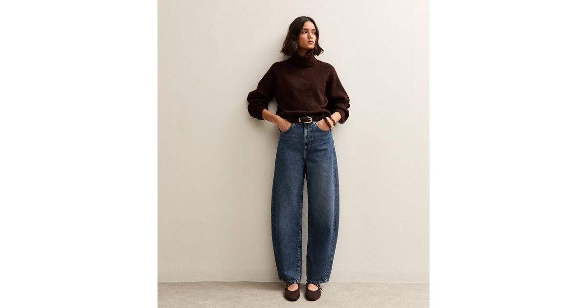 Dark Blue Barrel Leg Jeans | New Look | New Look (UK)