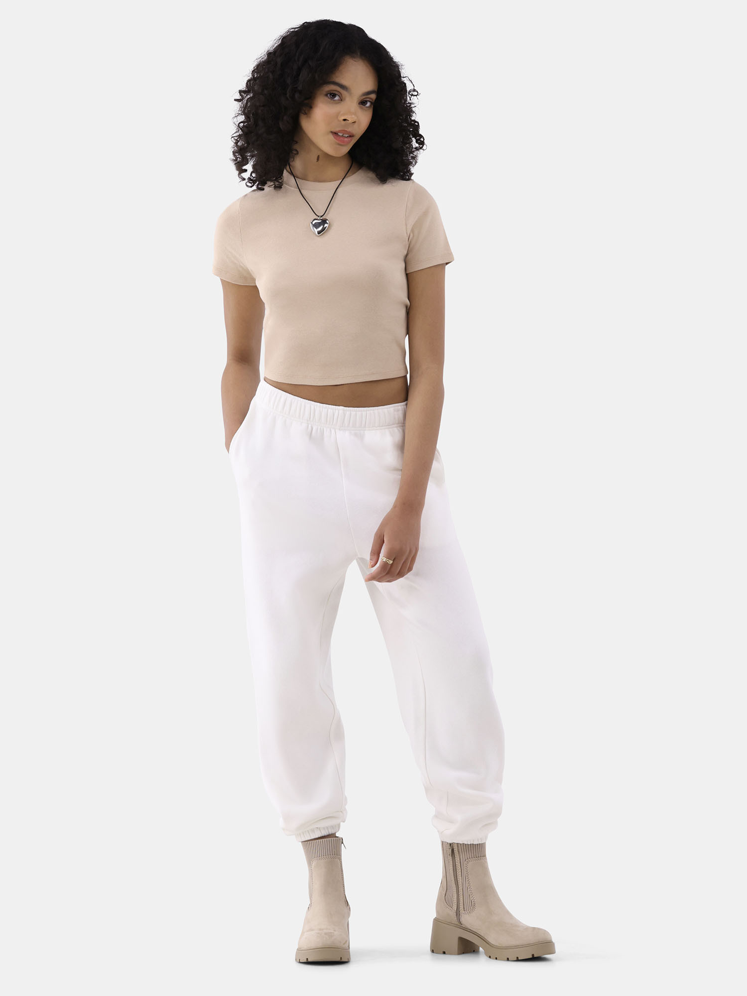 No Boundaries Cropped Cotton Tee with Short Sleeves, Women’s | Walmart (US)