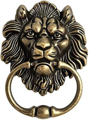 QWORK Antique Bronze Lion Door Handle Classical Lion Head Knocker | Amazon (US)