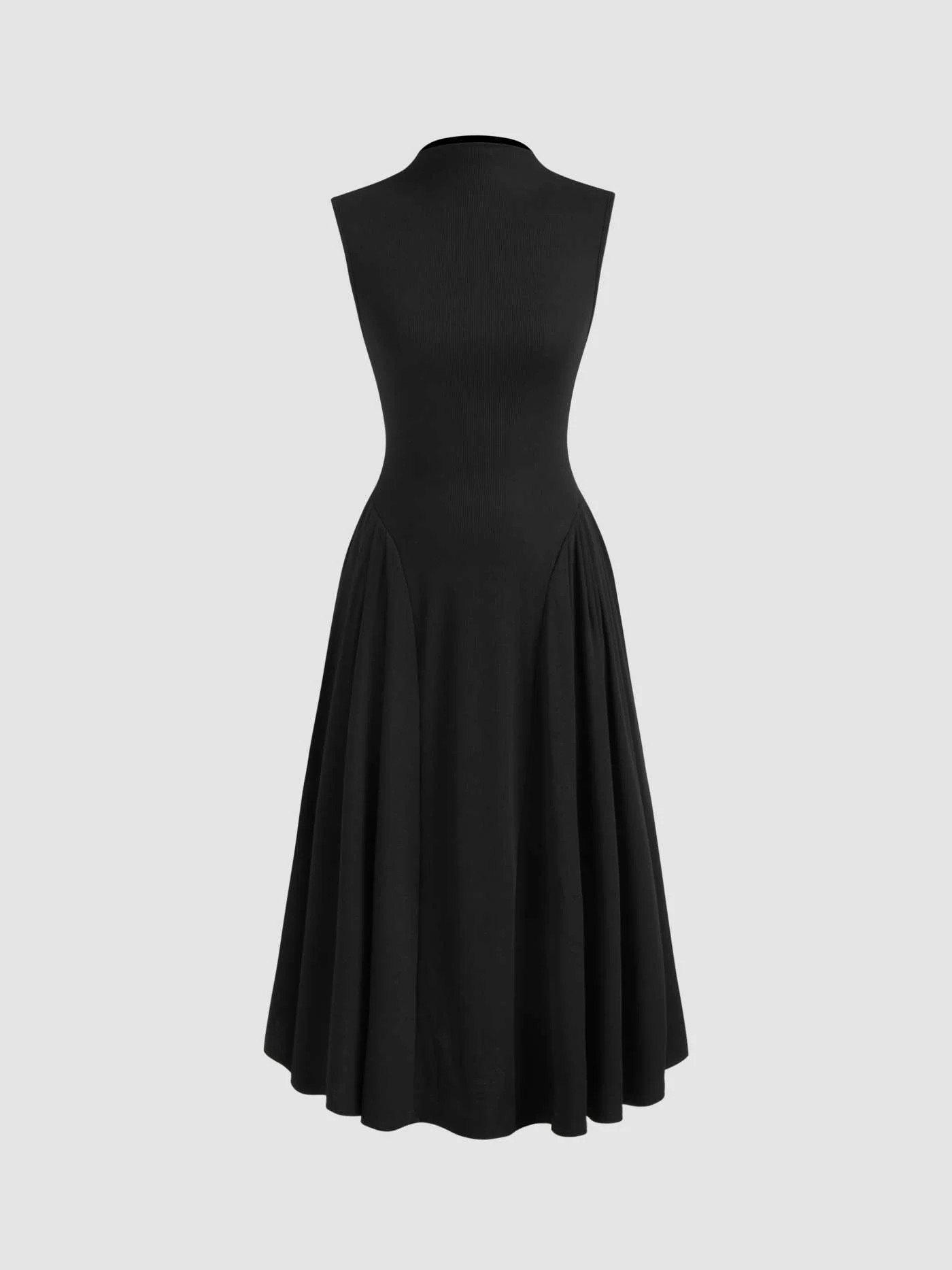 Valentine Knit Fabric High Neck Solid Pocket Ruffle Midi Dress For Work | Cider