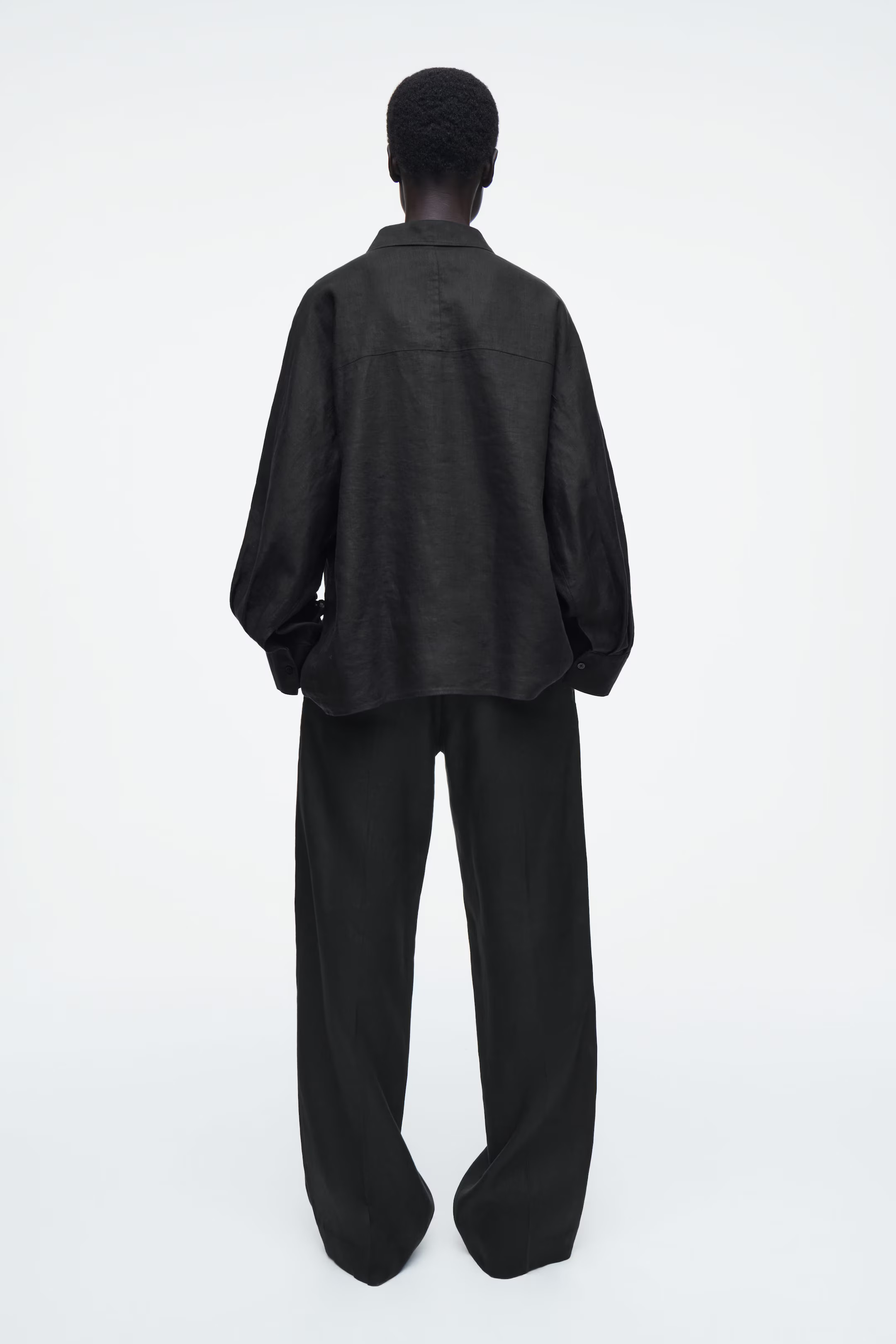 BOXY LINEN SHIRT - BLACK | COS UK