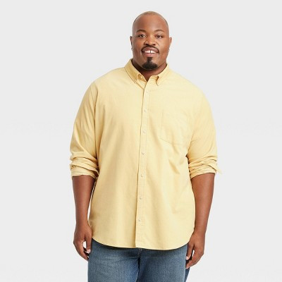 Men's Tall Long Sleeve Mid-Weight Corduroy Button-Down Shirt - Goodfellow & Co™ Gold XLT: Standard Fit, Front Pocket | Target