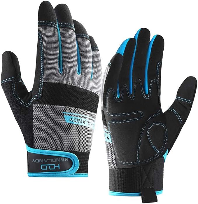 HANDLANDY Work Gloves Men & Women, Utility Mechanic Working Gloves Touch Screen, Flexible Breatha... | Amazon (US)