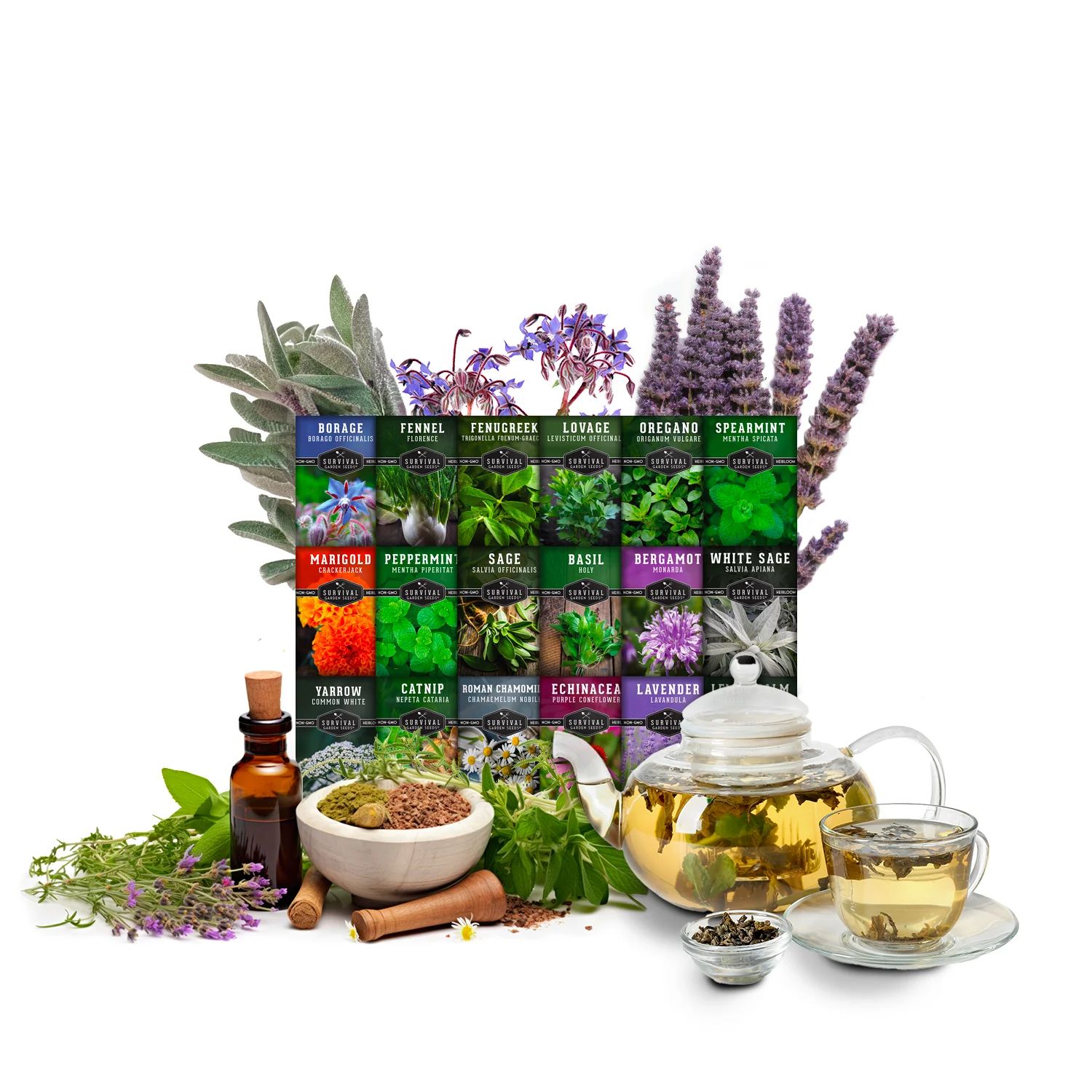 Survival Garden Seeds 18 Pack Medicinal Herb Collection - Non-GMO Heirloom Herbs & Flowers - Full... | Walmart (US)