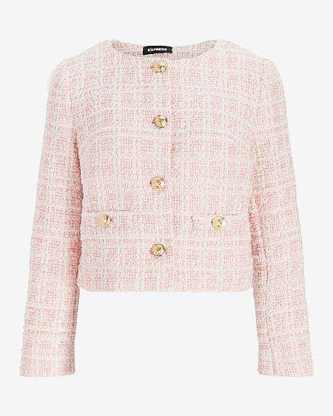 Plaid Boucle Tweed Jacket | Express