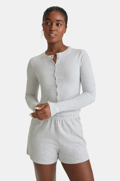 SOFT LOUNGE PYJAMA CARDIGAN - GREY MARL | TALA (UK)