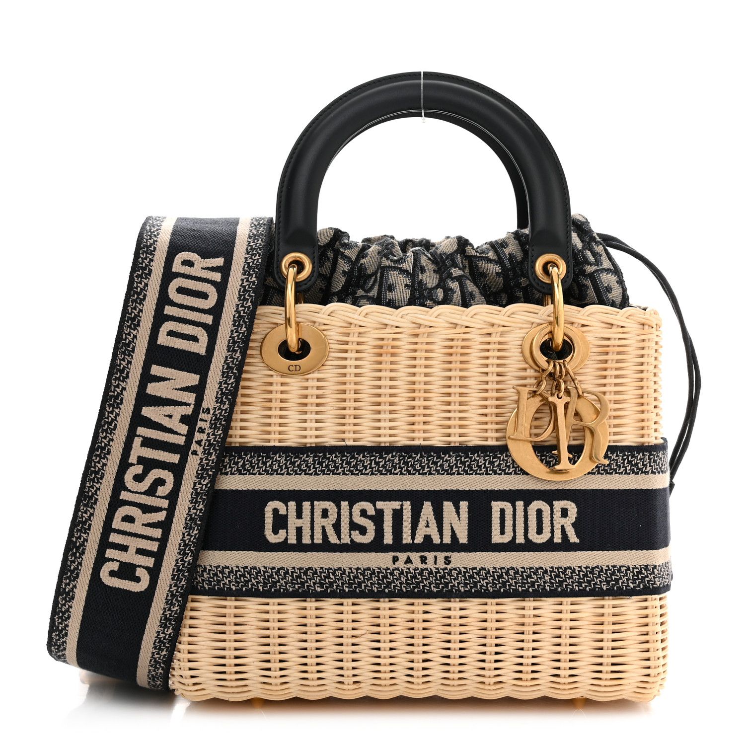 Wicker Oblique Medium Lady Dior Bag Blue | FASHIONPHILE (US)