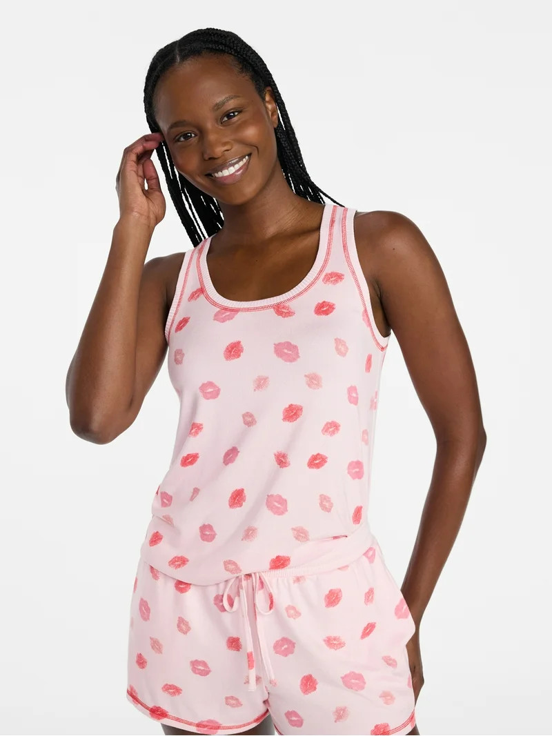 Joyspun Women's Cozy Lounge Collection Hacci Knit Tank Top and Shorts Pajama Set, 2-Piece, Sizes ... | Walmart (US)