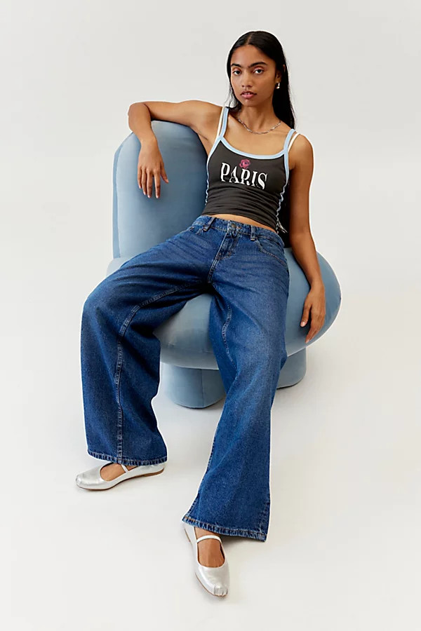 Motel Roomy Extra Wide Low Rise Jean in Indigo, Women's at Urban Outfitters | Urban Outfitters (US and RoW)
