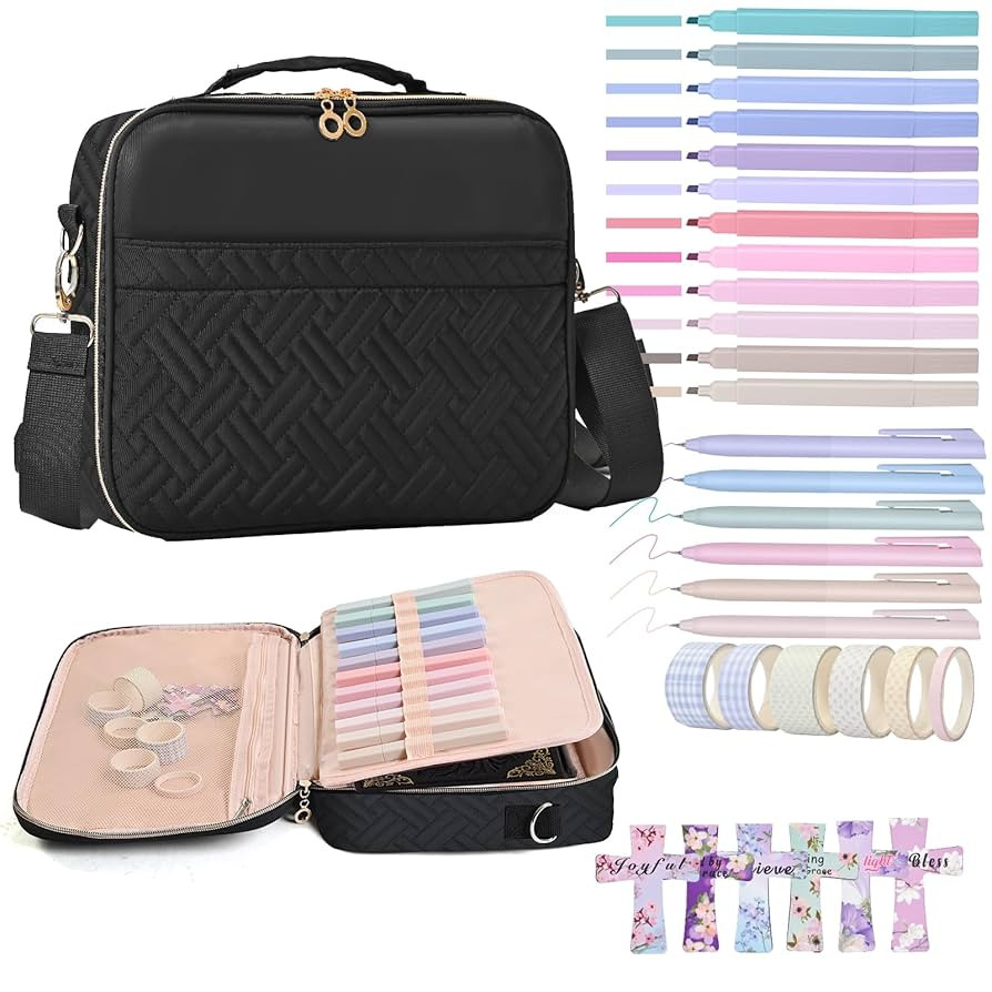 Bible Cover for Women,Large Bible Bag with Shoulder Strap, Bible Study Supplies Carrier Includes ... | Amazon (US)