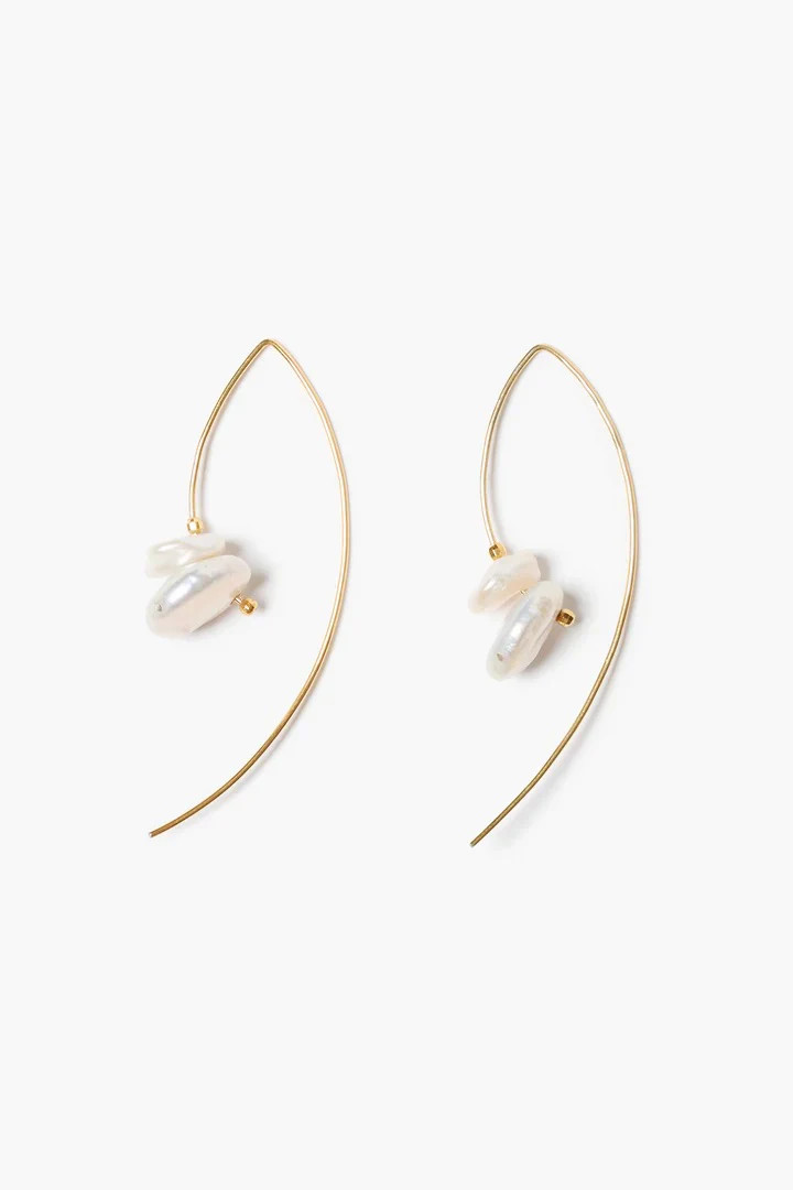 Wire Thread Earrings White Pearl | Casalina