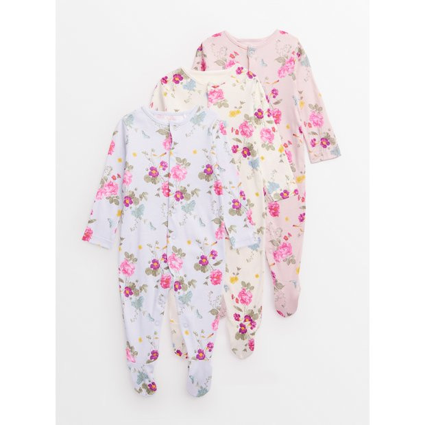 Buy Digital Floral Print Sleepsuit 3 Pack  Newborn | Multipacks | Tu | Tu Clothing