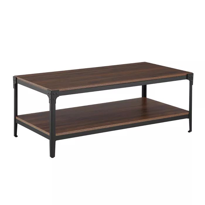 46" Urban Industrial Angle Iron Wood Coffee Table - Saracina Home | Target