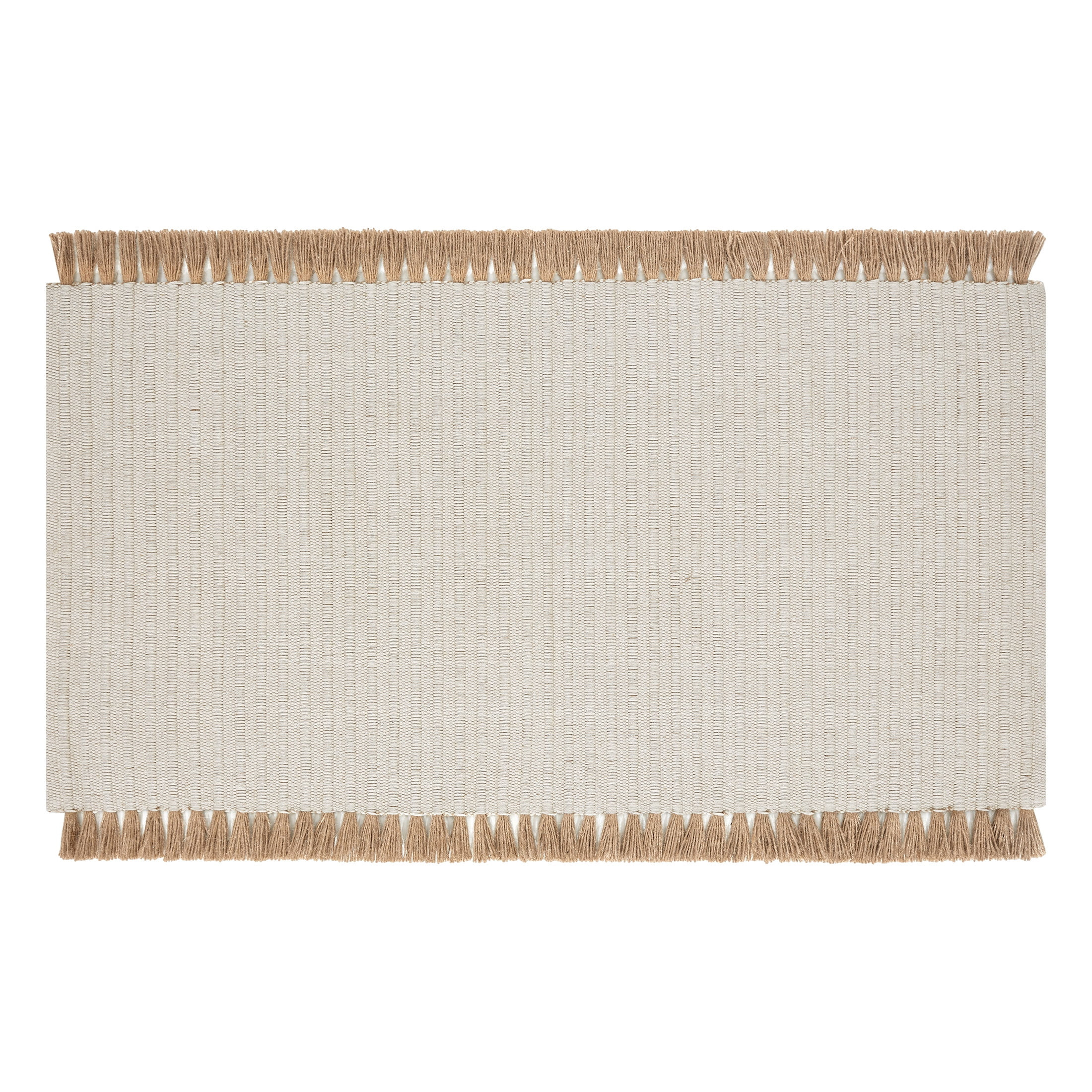 Beautiful by Drew Barrymore Cotton Jute Accent Rug with Tassels , 27" x 45", Neutral | Walmart (US)