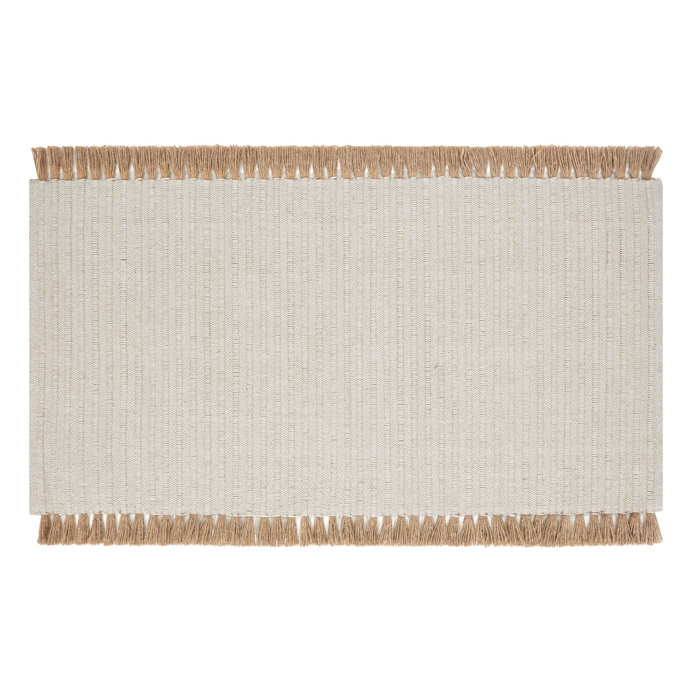 Beautiful by Drew Barrymore Cotton Jute Accent Rug with Tassels , 27" x 45", Neutral | Walmart (US)