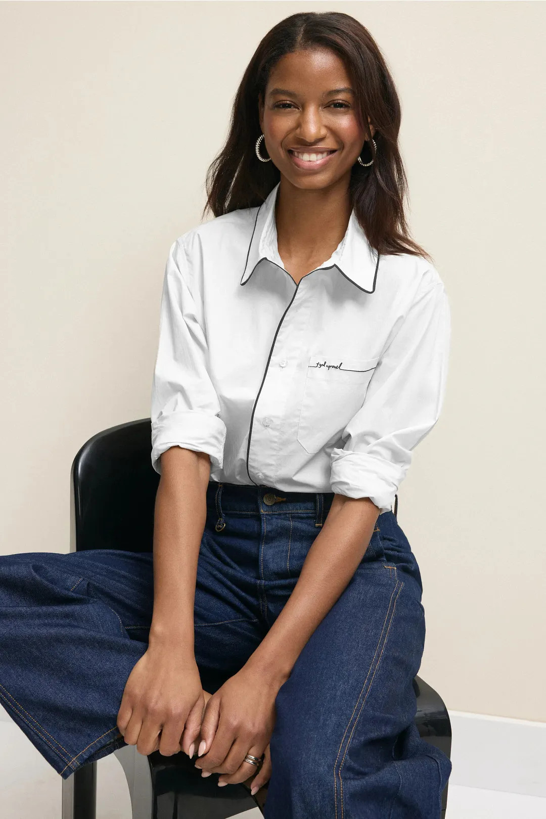 Contrast Trimmed Oversized Shirt | Rent the Runway