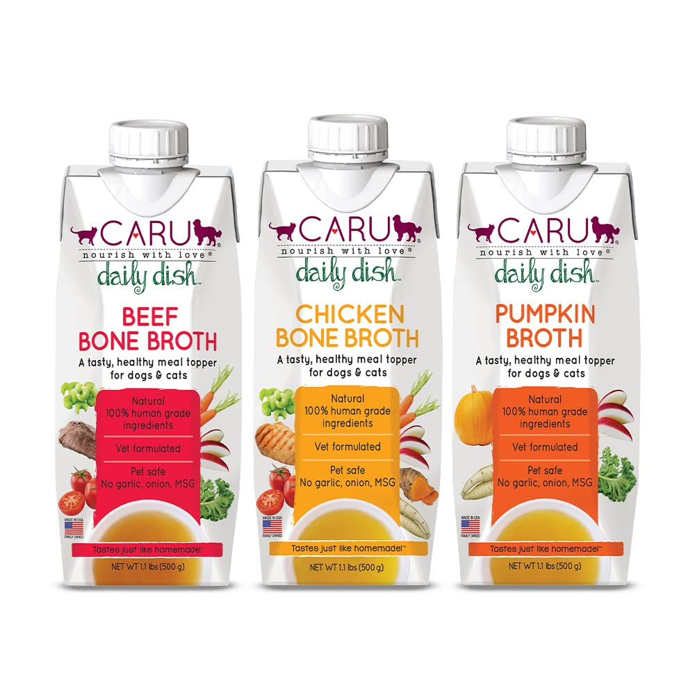 Caru Daily Dish Beef-Chicken-Pumpkin Broth 17.6oz Variety Pack (3 Pack) | Amazon (US)