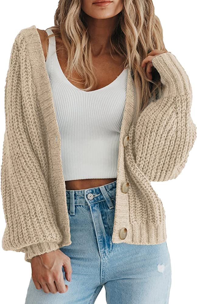 PRETTYGARDEN Women's Long Sleeve Open Front Casual Fall Sweater for Women 2022 Button Down Chunky... | Amazon (US)